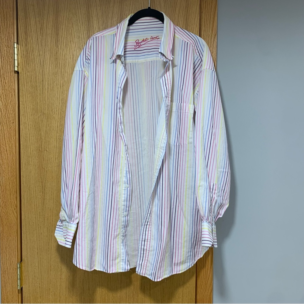 Bugatchi Uomo Colorful Striped Cotton Dress Shirt - Size XL